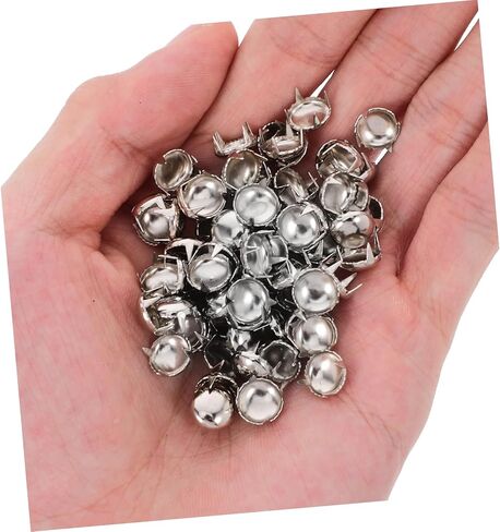 Angoily 100Pcs Silver Round Rivets for DIY Clothing Bags Shoes Durable Prong Studs for Punk Rock Craft Projects Easy to Use Versatile Decoration Supplies in Saudi Arabia