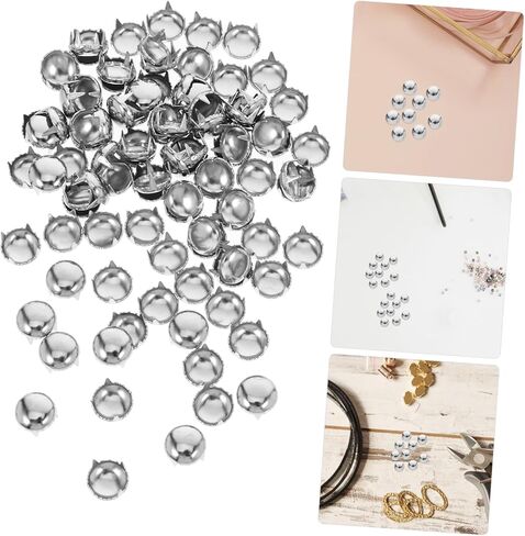 Angoily 100Pcs Silver Round Rivets for DIY Clothing Bags Shoes Durable Prong Studs for Punk Rock Craft Projects Easy to Use Versatile Decoration Supplies in Saudi Arabia