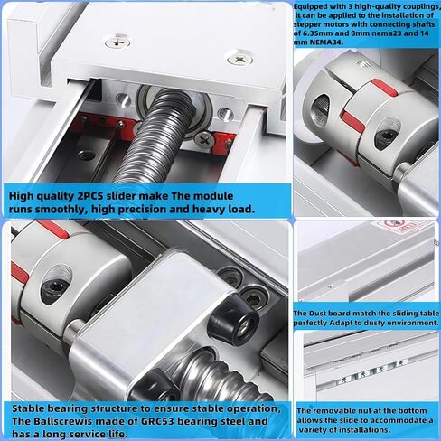 وحدة طاولة منزلقة للسكك الحديدية الخطية 12 بوصة/300 مم مرحلة دليل مغلقة بالكامل SFU1605 محرك كروي ثقيل مقاوم للماء ومقاوم للغبار لقوس محرك متدرج Nema23 وNema34 in Kuwait