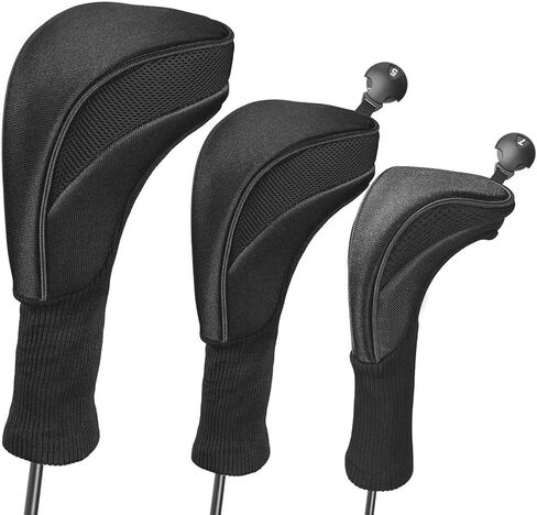 3pcs Nylon Golf Head Covers with Interchangeable Tags, Elastic Self-Fixing Closure, Durable Golf Accessories for Fairway & Driver Clubs in Saudi Arabia