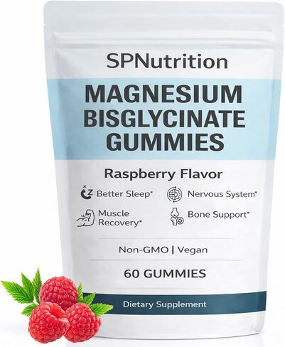 Spnutrition Magnesium Bisglycinate Gummies – Chelated Magnesium Supplement, Promotes Muscle & Nerve Function, Relaxation & Everyday Wellness – 60 Raspberry Gummies (1) in Saudi Arabia