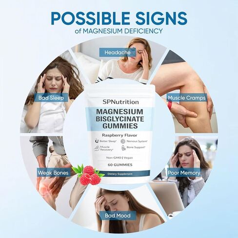 Spnutrition Magnesium Bisglycinate Gummies – Chelated Magnesium Supplement, Promotes Muscle & Nerve Function, Relaxation & Everyday Wellness – 60 Raspberry Gummies (1) in Saudi Arabia