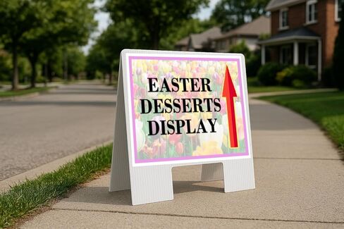 Easter Desserts Display Spring Flowers Tulips Up Arrows A-Frame Single Sided 23x23 in. sign in Kuwait