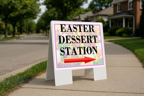 Easter Dessert Station Spring Flowers Tulips Up Arrows A-Frame Single Sided 23x23 in. sign in Saudi Arabia