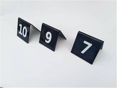 أرقام الطاولة، أرقام الطاولة، مجموعة من 10 قطع على شكل خيمة أكريليك باللون الأسود 3.1 × 3..1 بوصة (31-40) in Kuwait