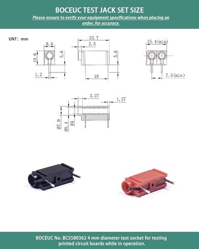مقبس اختبار 4 مم، مقبس اختبار PCB أفقي مستقيم 4 مم أنثى الموز أحمر + أسود in Saudi Arabia