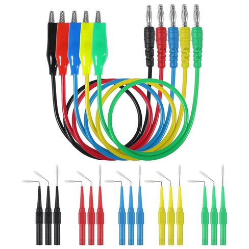 20pcs Test Lead Kit Alligator Clip to 4mm Banana Plug Test Probe Back Probes Kit Test Pins for Automotive Repair Inspection Tools Set Test Probes Leads in Saudi Arabia