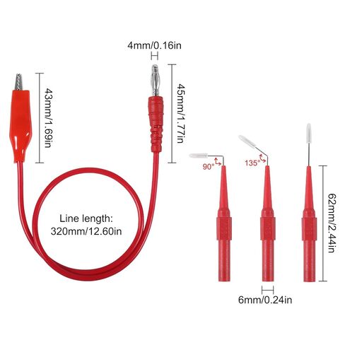 20pcs Test Lead Kit Alligator Clip to 4mm Banana Plug Test Probe Back Probes Kit Test Pins for Automotive Repair Inspection Tools Set Test Probes Leads in Saudi Arabia