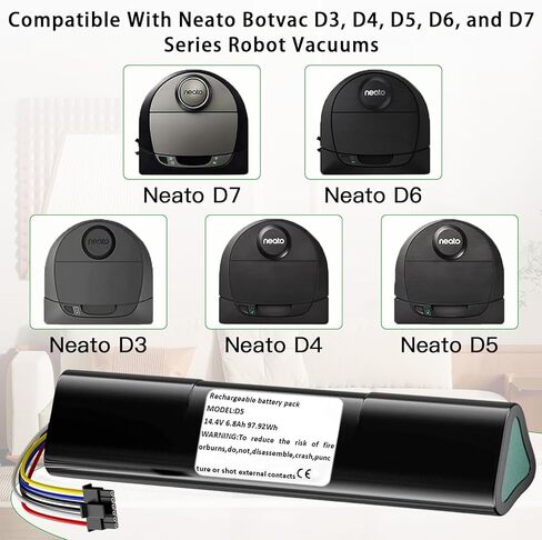 ترقية 6800 مللي أمبير بطارية بديلة لـ Neato Botvac D7 D6 D5 D5 D4 D3 مكانس كهربائية روبوتية 945-0225 أسود 14.4 فولت in Kuwait