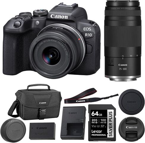Canon EOS R10 Mirrorless Camera Body Bundle with Sigma 18-50mm f/2.8 DC DN Contemporary Lens + 64GB Memory Card + Canon 200ES EOS Shoulder Bag (4 Items) in Saudi Arabia