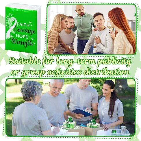 Honoson 60 Pack Mental Health Awareness Tissues Bulk Green Ribbon Mental Health Awareness Month Gifts Favor Travel Pocket Tissue for Charity Event Supplies Volunteer Activities in Saudi Arabia