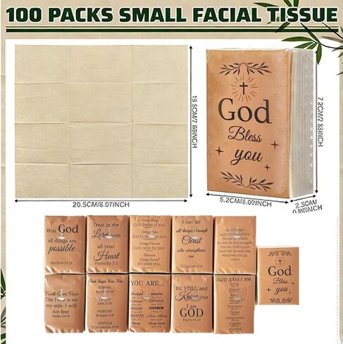 20 Pack Bamboo Christian Pocket Tissues with 10 Bible Verse Travel Packs Bulk 500 Sheet Small Tissues Pocket Packs 3 Ply Mini Travel Size Individual Religious Party Favor in Saudi Arabia