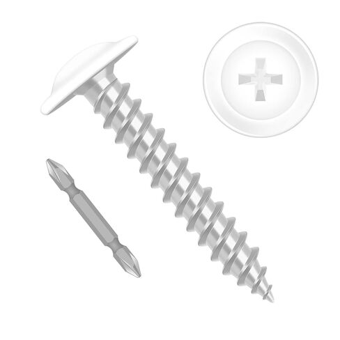 #8 x 1-1/4" Truss Head Fast Self Tapping Screws, Alloy Steel Wood Screws, White Head, Full Thread, Screwdriver Bit Included, 100 PCS in Kuwait