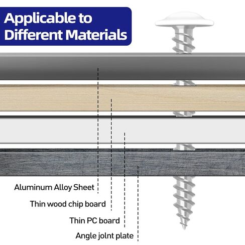 #8 x 1-1/4" Truss Head Fast Self Tapping Screws, Alloy Steel Wood Screws, White Head, Full Thread, Screwdriver Bit Included, 100 PCS in Kuwait