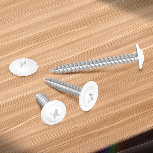 #8 x 1-1/4" Truss Head Fast Self Tapping Screws, Alloy Steel Wood Screws, White Head, Full Thread, Screwdriver Bit Included, 100 PCS in Kuwait