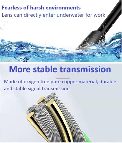 Industrial Endoscope Camera with 8 LED, USB Power Mode, Lens, 5m/16.4feet Flexible Hard Wire, Compatible with iOS & Android, for Car & Air Conditioner Repair, Plastic Material in Saudi Arabia