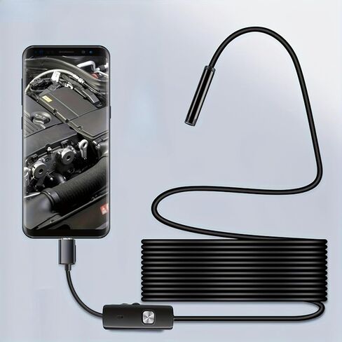 USB Endoscope for Android and Type-C Devices, Borescope Inspection Camera with 6 Adjustable LEDs, IP67 Waterproof Snake Camera for Automotive and Sewer Pipe Inspection (7mm Lens) (500cm/196.85inch) in Saudi Arabia