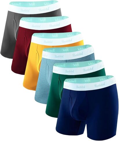 Mens underwear Upgrade bamboo boxer briefs Breathable,cool dry Soft with Fly,Super elasticity,Multipack in Kuwait