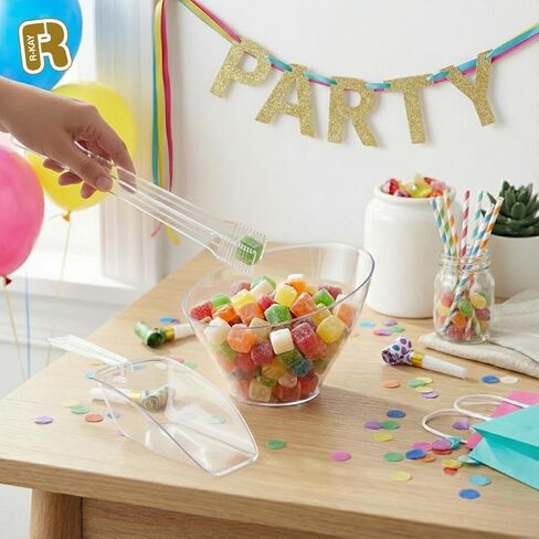 12 Combo Pack, 6 Clear Small Serving Tongs And 6 Clear Plastic Scoops For Candy Buffet Containers Set - Premium Mini Plastic Tongs For Ice, Candies And Candy Scoops For Candy Buffet in Kuwait