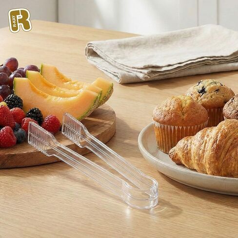 12 Combo Pack, 6 Clear Small Serving Tongs And 6 Clear Plastic Scoops For Candy Buffet Containers Set - Premium Mini Plastic Tongs For Ice, Candies And Candy Scoops For Candy Buffet in Kuwait