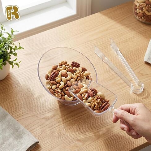 12 Combo Pack, 6 Clear Small Serving Tongs And 6 Clear Plastic Scoops For Candy Buffet Containers Set - Premium Mini Plastic Tongs For Ice, Candies And Candy Scoops For Candy Buffet in Kuwait