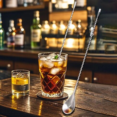 ABK 6PCS 12 Inch Bar Spoon，18/10 Stainless Steel Spiral Pattern Cocktail Stirrers Spoons ，Long Handle Cocktail Mixing Stirrers in Kuwait