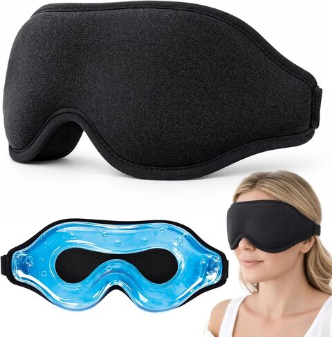 قناع جل تبريد ثلاثي الأبعاد للعين - قناع نوم بارد ودافئ قابل لإعادة الاستخدام، حزمة ثلج هلامية ناعمة للانتفاخ وتخفيف الهالات السوداء وراحة الصداع in Kuwait