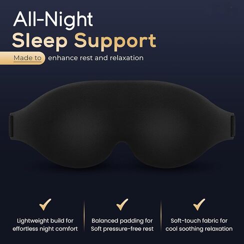 NOKSA 3D Contoured Sleep Mask for Men & Women – Ultra Soft Memory Foam, Zero Pressure Eye Cups, Adjustable Comfort Band, 100% Light Blocking for Deep Sleep, Travel & Light Sensitivity in Saudi Arabia