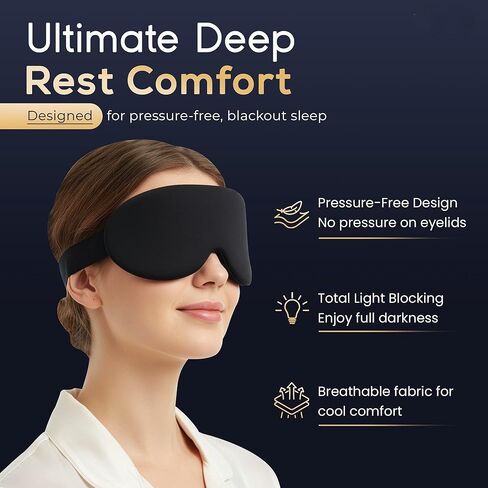 NOKSA 3D Contoured Sleep Mask for Men & Women – Ultra Soft Memory Foam, Zero Pressure Eye Cups, Adjustable Comfort Band, 100% Light Blocking for Deep Sleep, Travel & Light Sensitivity in Saudi Arabia