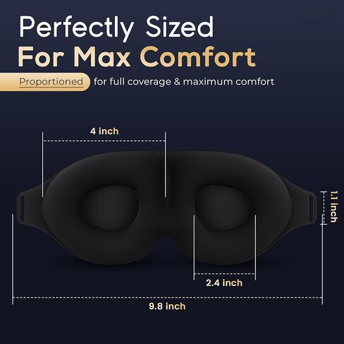 NOKSA 3D Contoured Sleep Mask for Men & Women – Ultra Soft Memory Foam, Zero Pressure Eye Cups, Adjustable Comfort Band, 100% Light Blocking for Deep Sleep, Travel & Light Sensitivity in Saudi Arabia