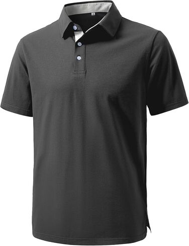 قمصان بولو جولف JEMLDL للرجال ذات تصميم جاف صيفي بأكمام قصيرة وأداء ممتص للرطوبة، قميص بولو كاجوال بياقة in Kuwait