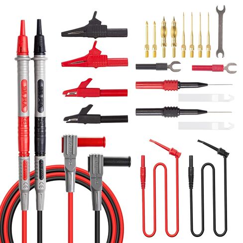 مجموعة أدوات اختبار متعددة المقاييس مكونة من 27 قطعة، مجموعة أدوات اختبار احترافية مع مجسات مطلية بالذهب، ومشابك التمساح، وخطافات الاختبار، ودبابيس المسبار الخلفي لاختبارات السيارات والصناعات الكهربائية والمنزلية in Kuwait