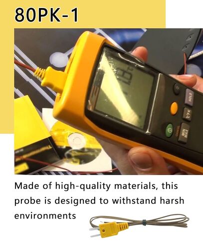 80PK-1 K-Type Temperature Bead Probe Compatible with Fluke Multimeter,-40 to 260°C Temperature Line with Connector(1-Meter Long) in Saudi Arabia