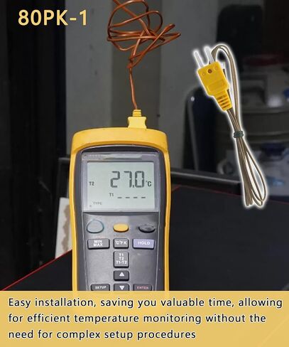 80PK-1 K-Type Temperature Bead Probe Compatible with Fluke Multimeter,-40 to 260°C Temperature Line with Connector(1-Meter Long) in Saudi Arabia