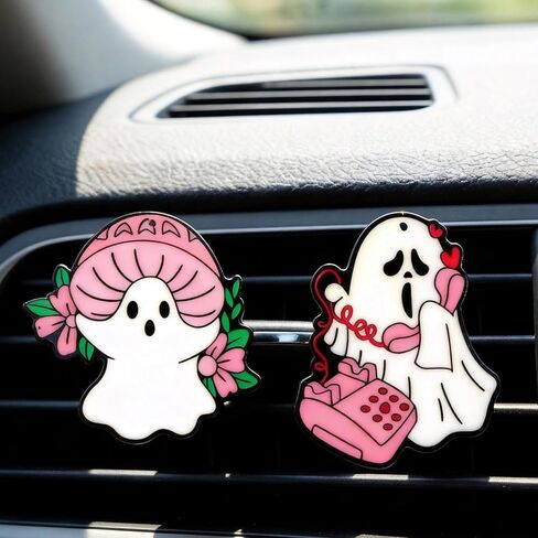 Car Air Vent Clips，Car Air Fresheners Vent Clips Car Diffuser Vent Clip，Car Decoration Cute Car Interior Decor，Car Accessories for Women (2 Pcs Pink Halloween Ghost-C) in Kuwait