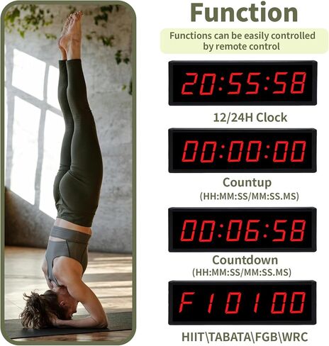 ساعة مؤقت رياضية رقمية مع زر تشغيل/إيقاف لاسلكي، ساعة تمرين مع جهاز تحكم عن بعد، ساعة حائط لصالة الألعاب الرياضية المنزلية مع مؤقت فاصل زمني، ساعة إيقاف، العد لأعلى/لأسفل in Kuwait