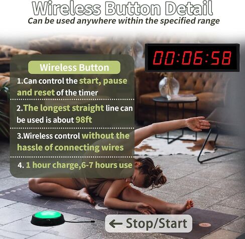 ساعة مؤقت رياضية رقمية مع زر تشغيل/إيقاف لاسلكي، ساعة تمرين مع جهاز تحكم عن بعد، ساعة حائط لصالة الألعاب الرياضية المنزلية مع مؤقت فاصل زمني، ساعة إيقاف، العد لأعلى/لأسفل in Kuwait