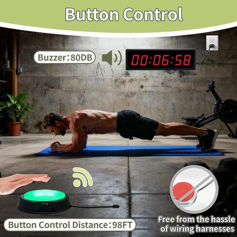 ساعة مؤقت رياضية رقمية مع زر تشغيل/إيقاف لاسلكي، ساعة تمرين مع جهاز تحكم عن بعد، ساعة حائط لصالة الألعاب الرياضية المنزلية مع مؤقت فاصل زمني، ساعة إيقاف، العد لأعلى/لأسفل in Kuwait