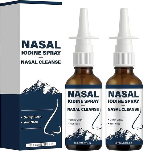 قطعتان من رذاذ الأنف باليود، رذاذ تنظيف وعناية يومي للأنف، رذاذ أنفي غير طبي للهواء الجاف والسفر والاستخدام اليومي، 120 مل in Kuwait
