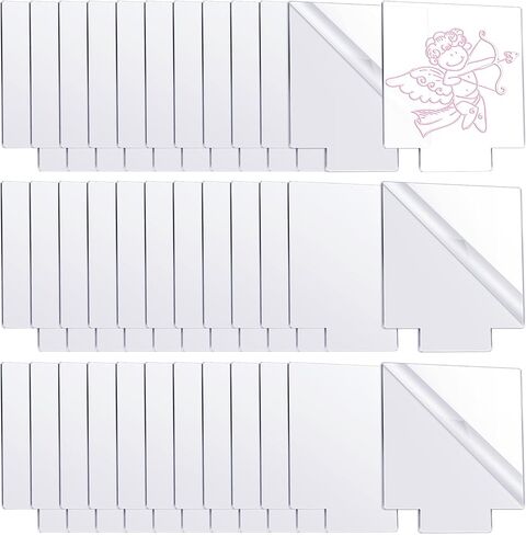 36 Pcs 2 mm Acrylic Sheet Clear Cast for LED Light Base, Thick Acrylic Blanks with Double Sided Protective 5.9'' x 5.1'' Plastic Glass Board for Signs DIY Display Projects Craft (Square) in Saudi Arabia