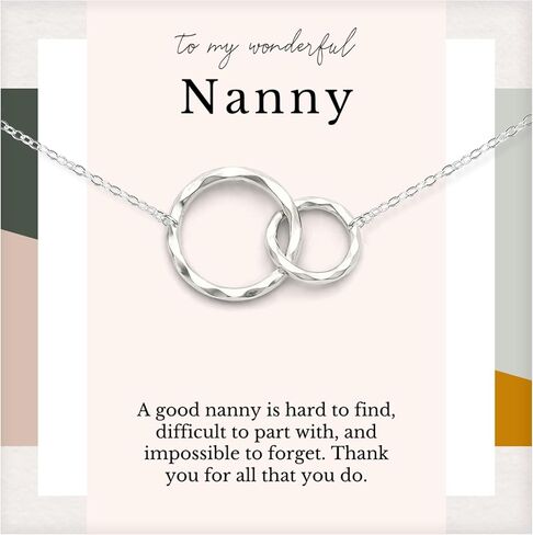 HOPE LOVE SHINE Nanny Gift for Women - Caretaker, Nanny Necklace, Jewelry 16+2", 14k Gold Plated Sterling Silver, 2 Interlocking Rings in Saudi Arabia
