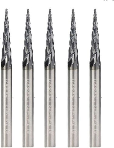 5pc/Set Tapered Ball Nose End Mill Carbide Tungsten Steel Mills for CNC Machine Engraving Carving(R1.0 HRC60) in Saudi Arabia