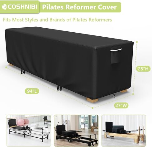 COSHNIBI Pilates Reformer Cover,Heavy-Duty Waterproof Pilates Reformer Protective Cover,for Indoor and Outdoor Gyms and Yoga Studios,94"L×27"W×25"H,Black in Kuwait