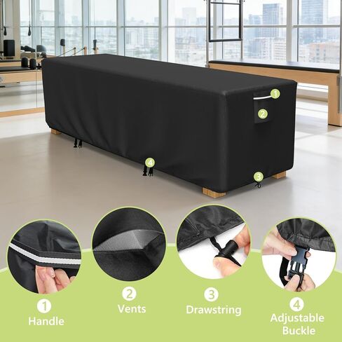 COSHNIBI Pilates Reformer Cover,Heavy-Duty Waterproof Pilates Reformer Protective Cover,for Indoor and Outdoor Gyms and Yoga Studios,94"L×27"W×25"H,Black in Kuwait