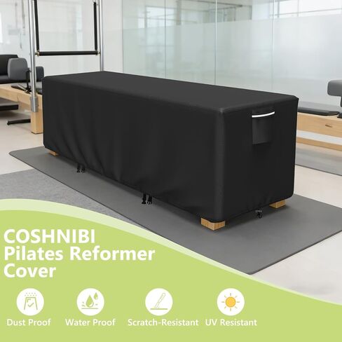 COSHNIBI Pilates Reformer Cover,Heavy-Duty Waterproof Pilates Reformer Protective Cover,for Indoor and Outdoor Gyms and Yoga Studios,94"L×27"W×25"H,Black in Kuwait