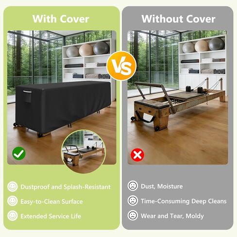 COSHNIBI Pilates Reformer Cover,Heavy-Duty Waterproof Pilates Reformer Protective Cover,for Indoor and Outdoor Gyms and Yoga Studios,94"L×27"W×25"H,Black in Kuwait