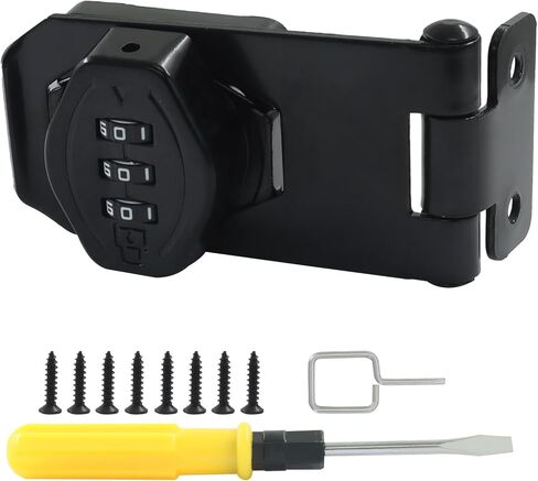 أقفال ميكانيكية بمشبك دوار لكلمة المرور، قفل مجموعة بدون مفتاح مكون من 3 أرقام لأبواب الحظيرة، السقيفة، الخزانة، السياج، الدرج، الخزانة (أسود، 3 بوصة) in Kuwait