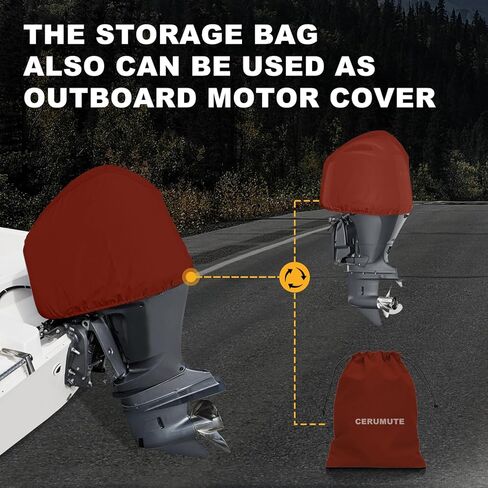 Boat Cover, Heavy Duty 1200D Waterproof Boat Covers 17-19ft with Motor Cover and Windproof Adjustable Metal Buckle Fits Bass,V-Hull,Tri-Hull,Runabout Boat,Burgundy in Kuwait