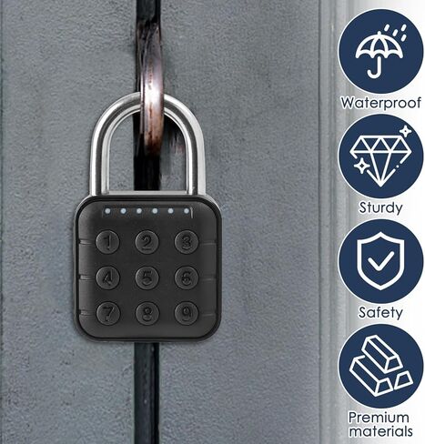 قفل ذكي للخزانة مكون من 6 أرقام وكلمة مرور رقمية مع تطبيق Tuya للتحكم، قفل كومبو من سبائك الألومنيوم بلوتوث لصالة الألعاب الرياضية بزر ضغط وقفل أمان مقاوم للماء وقفل بوابة خارجي in Kuwait
