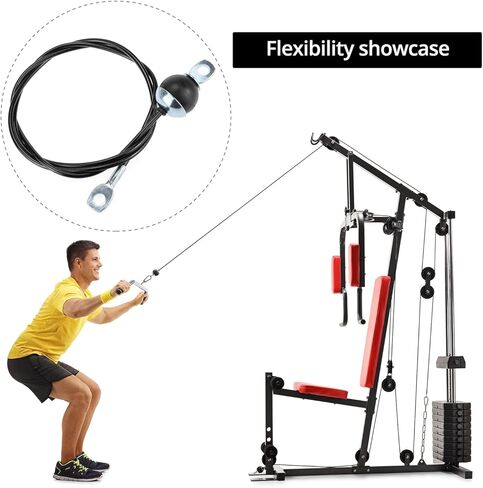 QWORK Fitness Pulley Cable, 59 Inches, 300 lbs Capacity, Cable Pulley Attachments for Gym, Compatible with All Fitness Systems in Saudi Arabia